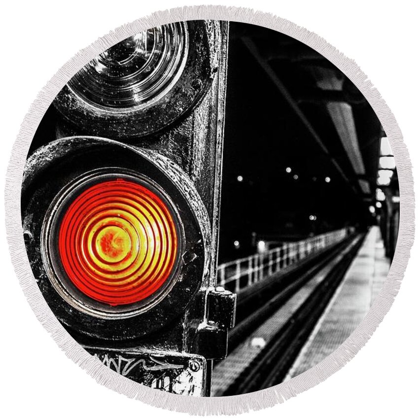 Red Round Beach Towel featuring the photograph Red Signals Ahead by Peter J DeJesus
