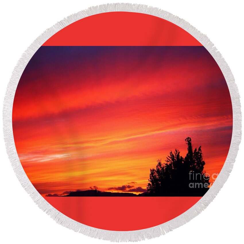 Sunset Round Beach Towel featuring the photograph Red Skies at Night by Nick Gustafson