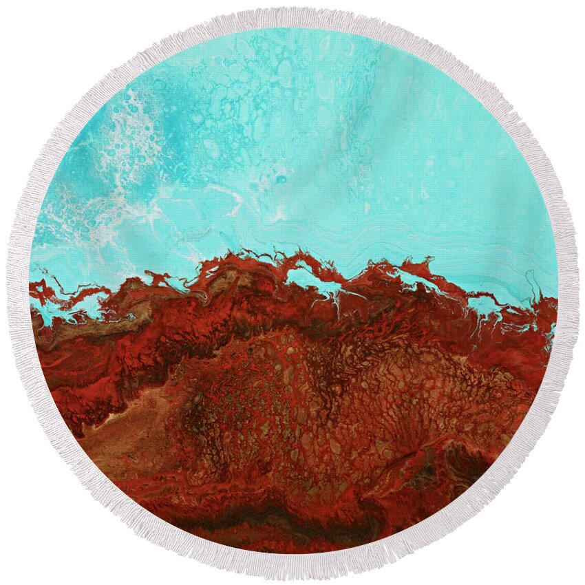Ocean Round Beach Towel featuring the painting Red Tide by Tamara Nelson