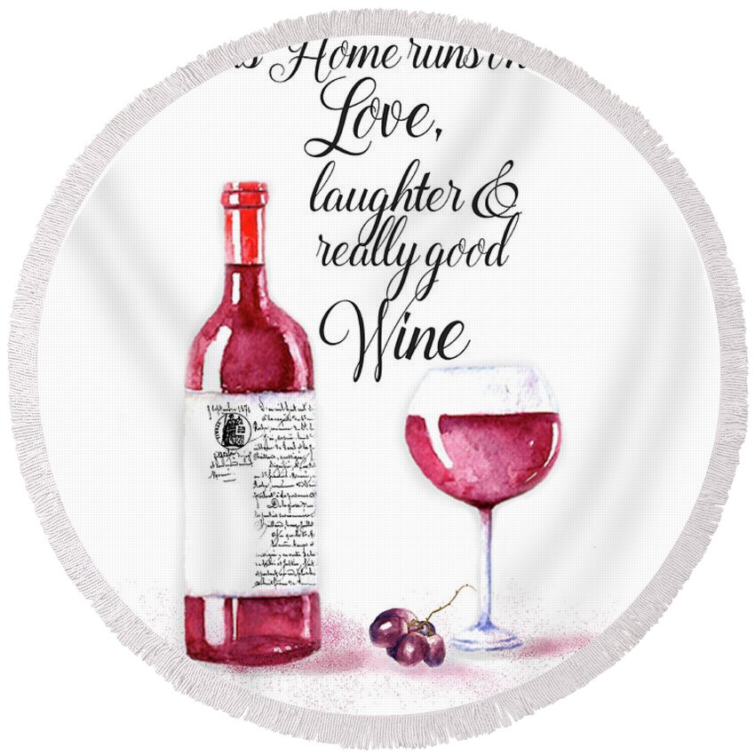 Red Wine Round Beach Towel featuring the digital art Red Wine by Colleen Taylor