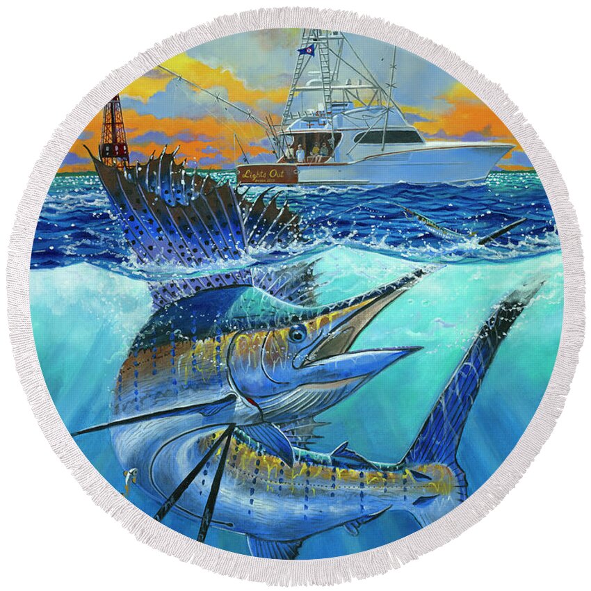 Sailfish Round Beach Towel featuring the painting Reef Cup 2017 by Carey Chen