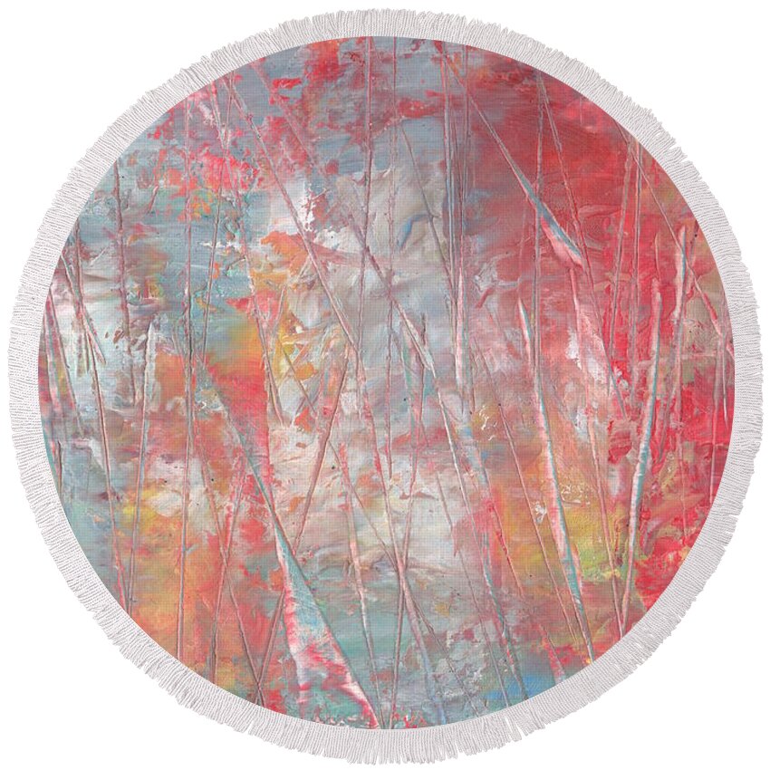 Oil Round Beach Towel featuring the painting Reflecting by Marcy Brennan