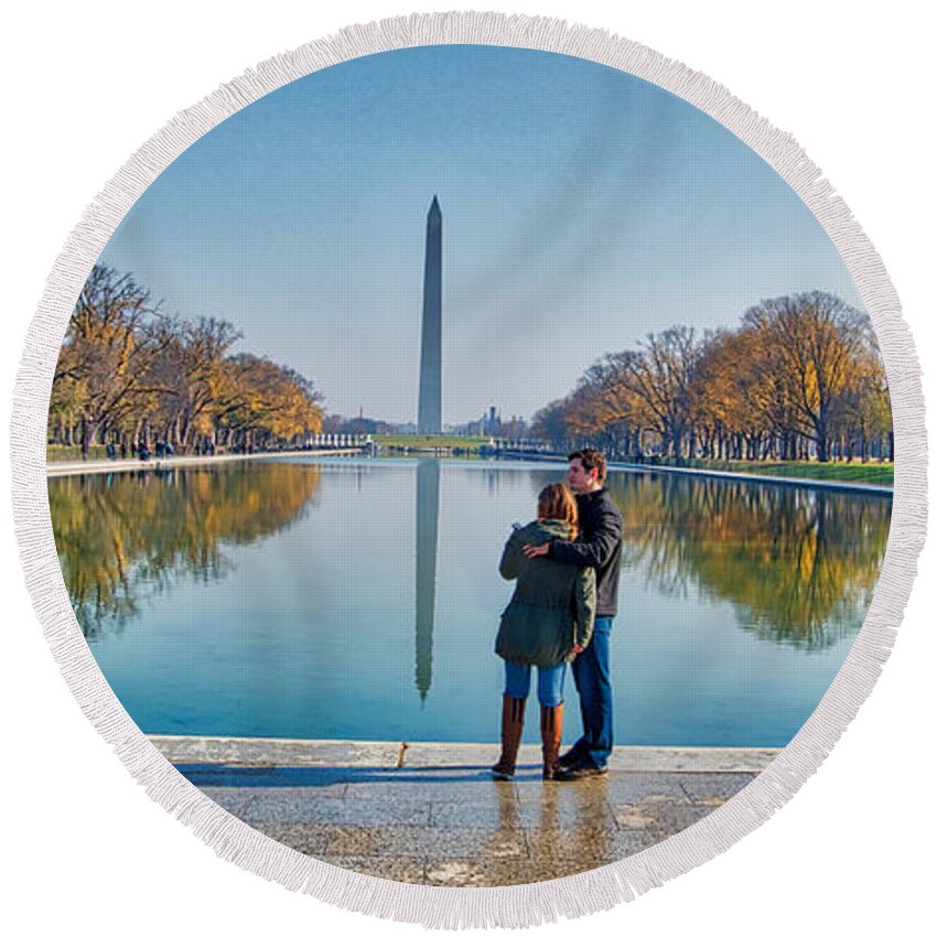 Reflecting Round Beach Towel featuring the photograph Reflecting Pool by Farol Tomson