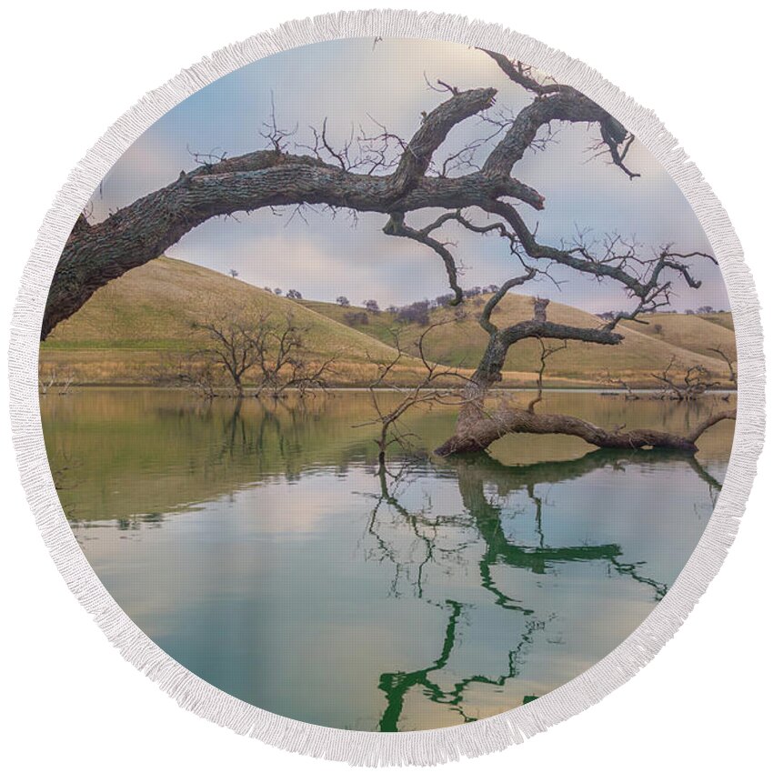 Landscape Round Beach Towel featuring the photograph Reflections at Los Vaqueros by Marc Crumpler