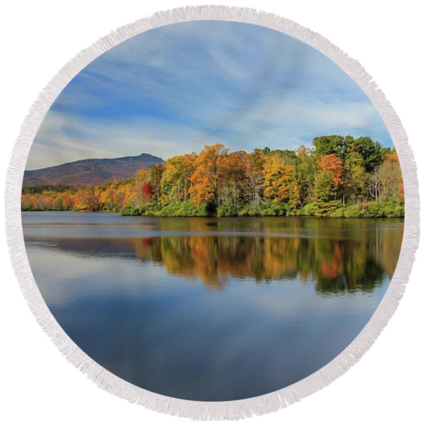 Lake Round Beach Towel featuring the photograph Reflections at Price Lake by Kevin Craft