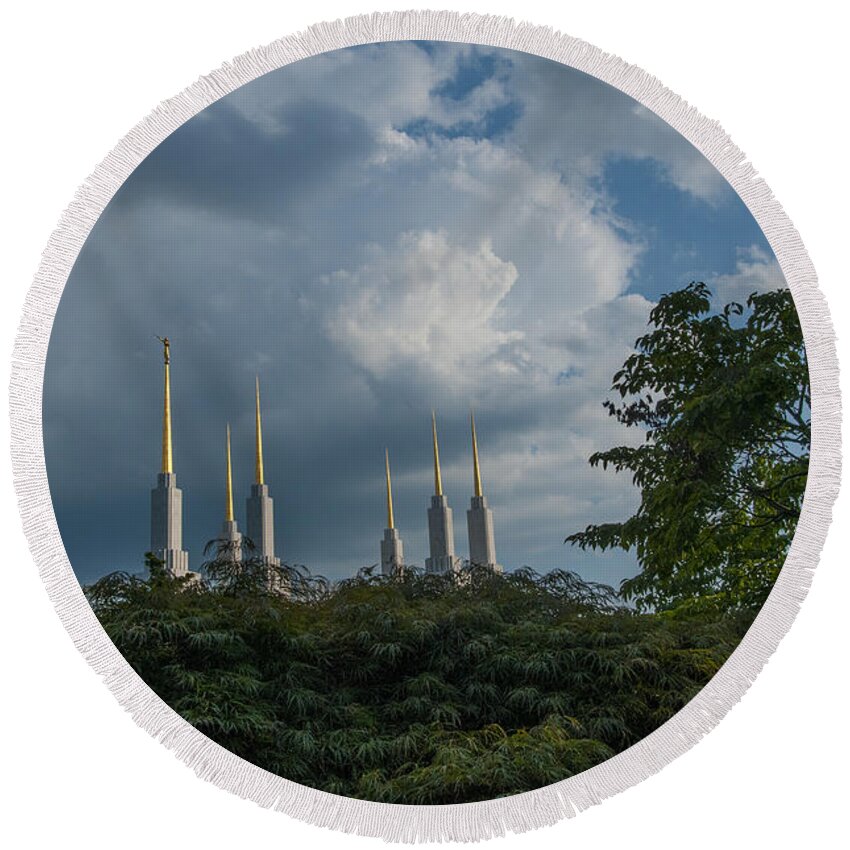 Architecture Round Beach Towel featuring the photograph Regal spires by Brian Green