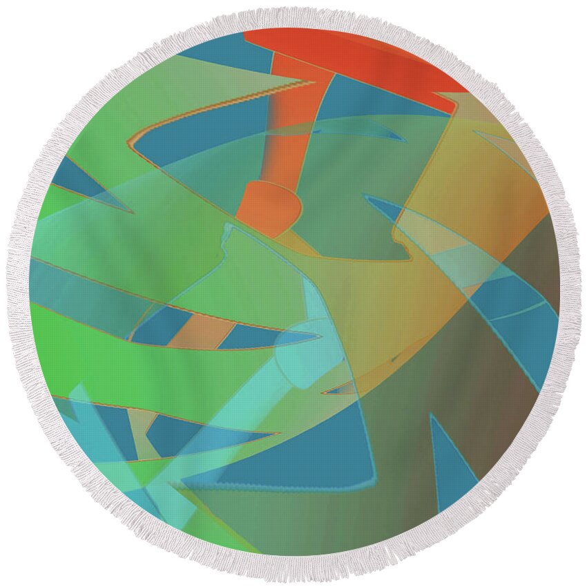 Abstract Round Beach Towel featuring the digital art Relationship Dynamics by Jacqueline Shuler