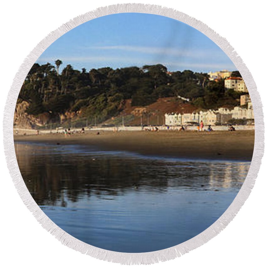 Bonnie Follett Round Beach Towel featuring the photograph Relaxing at Ocean Beach San Francisco by Bonnie Follett