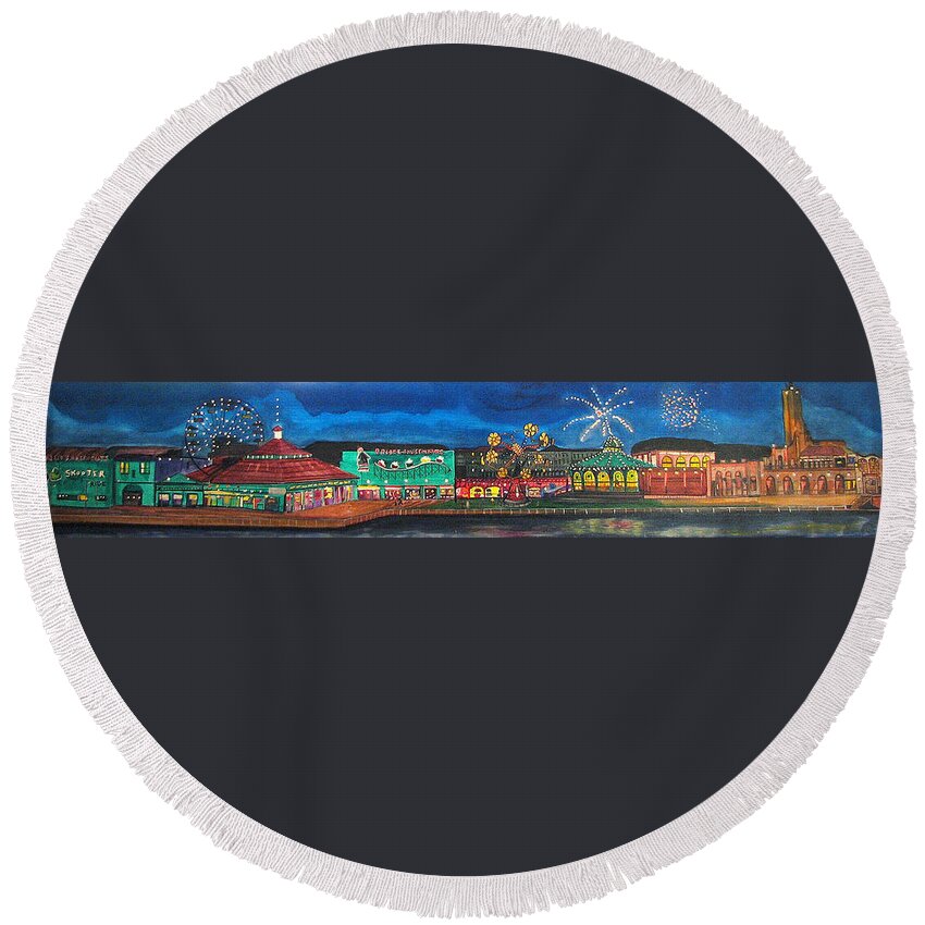 Asbury Art Round Beach Towel featuring the painting Remember When by Patricia Arroyo
