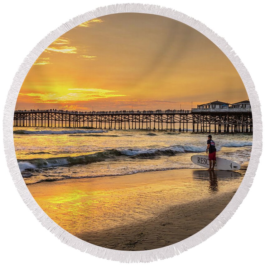 Beach Round Beach Towel featuring the photograph Rescue by Peter Tellone