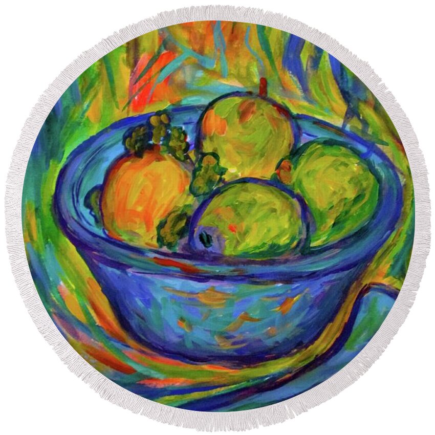 Bowl Paintings Round Beach Towel featuring the painting Returning The Bowl by Kendall Kessler