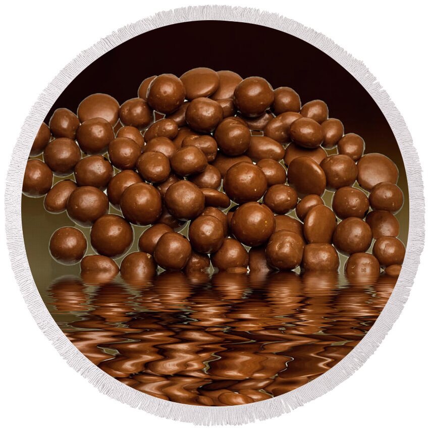 Chocolate Round Beach Towel featuring the photograph Revels chocolate sweets by David French