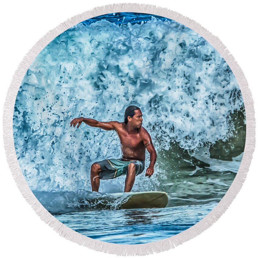 Beach Round Beach Towel featuring the photograph Riding The Wave Out by Eye Olating Images