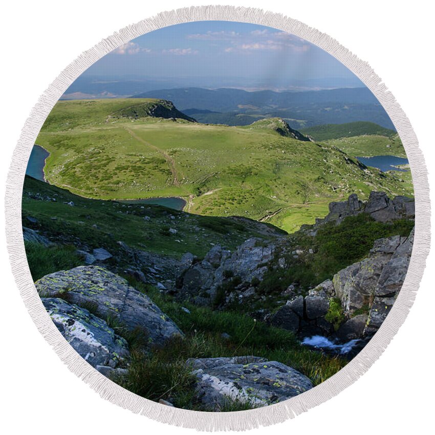 Rila Lakes Round Beach Towel featuring the photograph Rila Lakes-1 by Steve Somerville