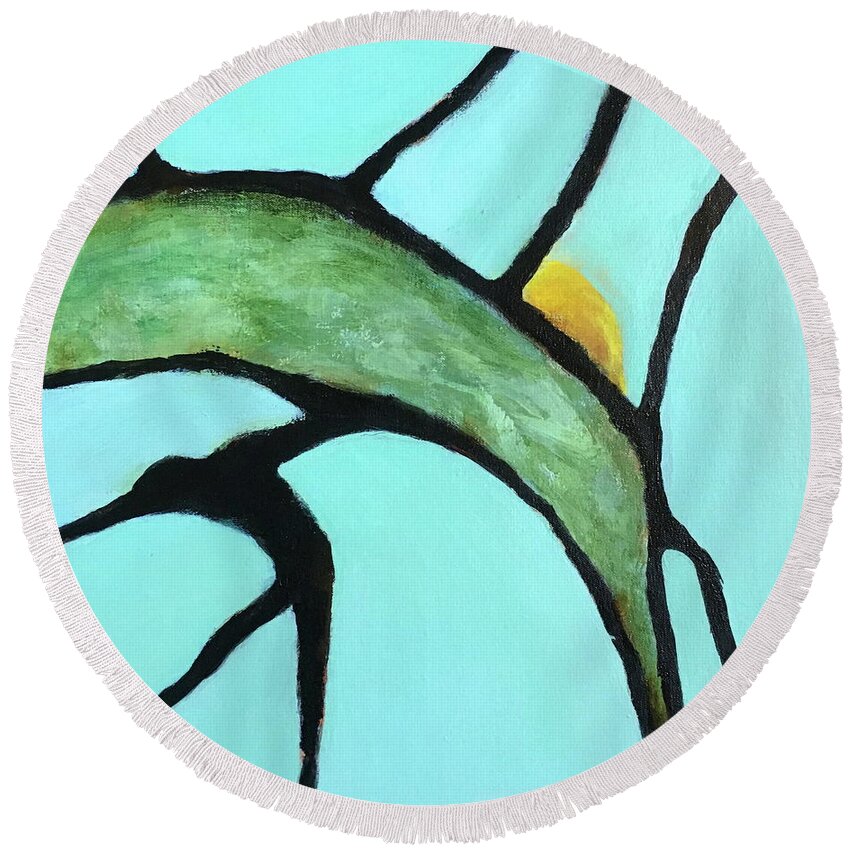 Contemporary Round Beach Towel featuring the painting Ripening II by Mary Sullivan