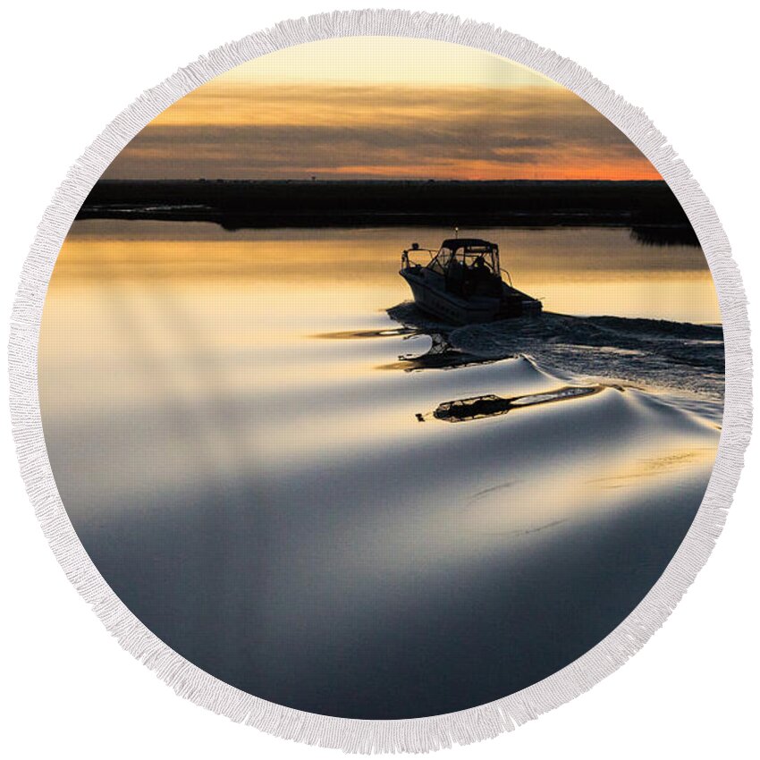 New Jersey Round Beach Towel featuring the photograph Ripples by Kristopher Schoenleber