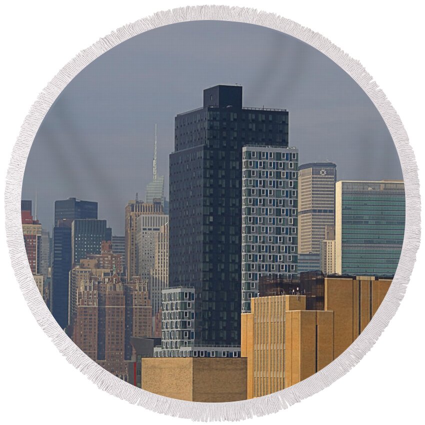 Buildings Round Beach Towel featuring the photograph Rise by Newwwman