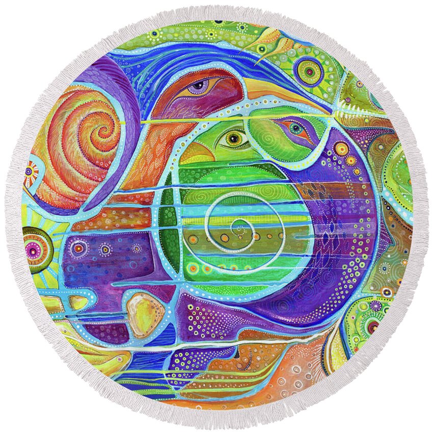 Rising Again Round Beach Towel featuring the painting Rising Again - The Strength of the Human Spirit by Tanielle Childers