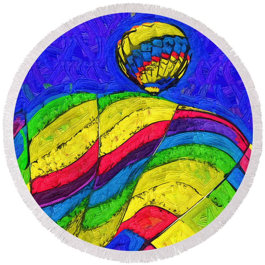 Hot-air-balloons Round Beach Towel featuring the digital art Rising Behind by Kirt Tisdale