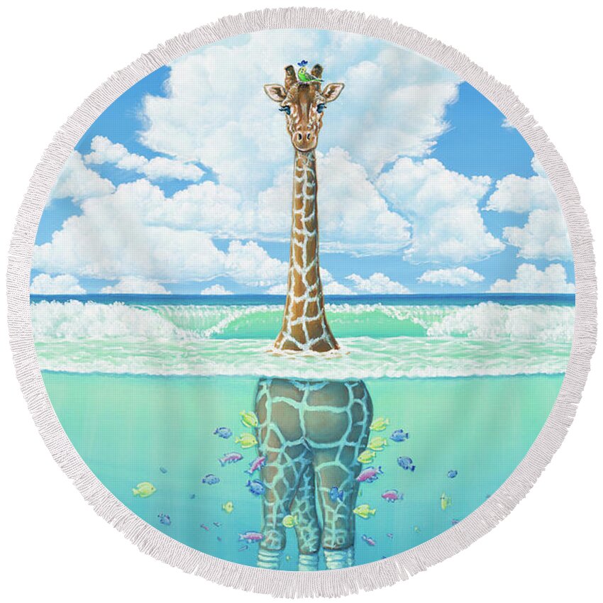 Rothschild Giraffe Round Beach Towels
