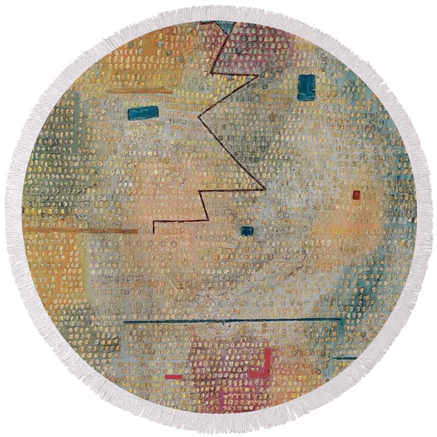 Paul Klee Round Beach Towel featuring the painting Rising Star by Paul Klee