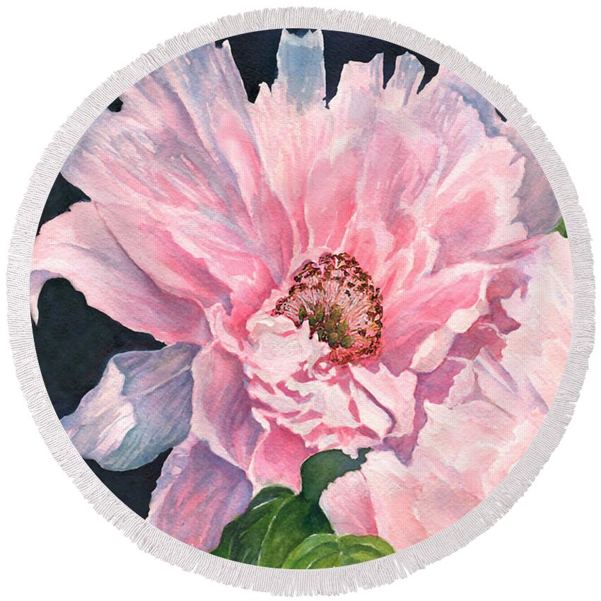 Flowers Round Beach Towel featuring the painting Rita's Peonies by June Hunt