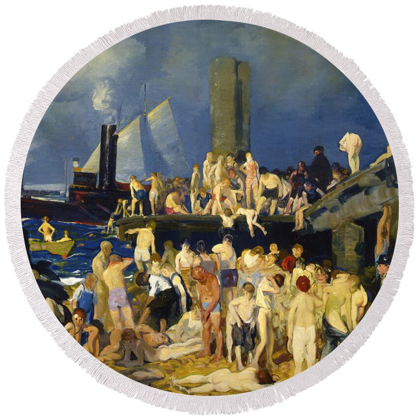 River Front Round Beach Towel featuring the photograph River Front by George Bellows