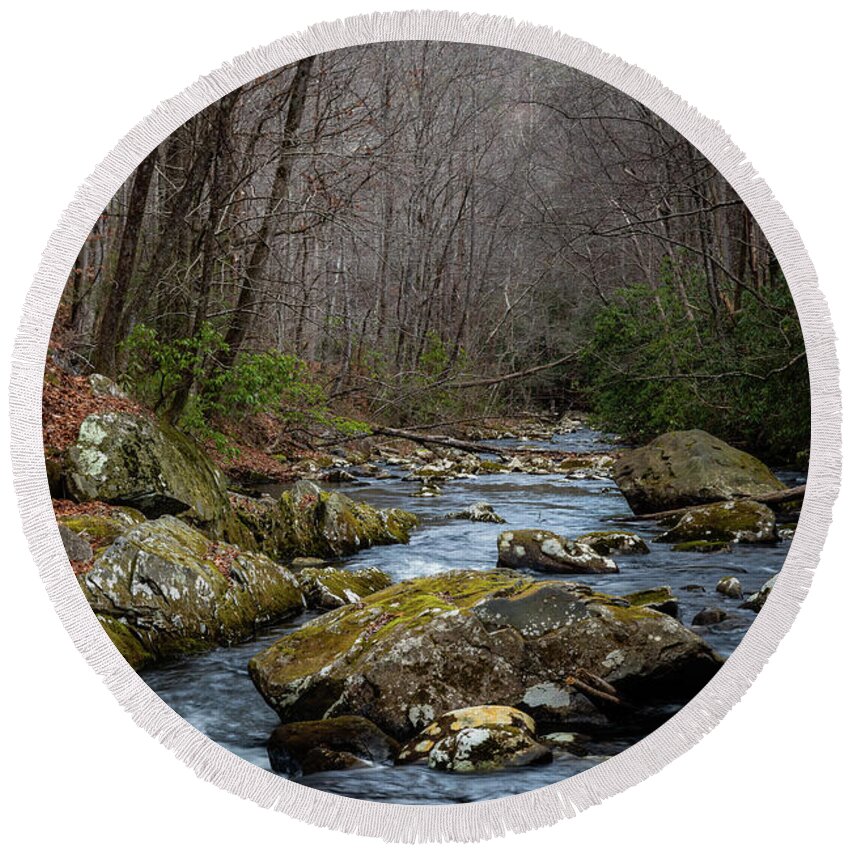Scenic Round Beach Towel featuring the photograph River Tellico by Gary Migues