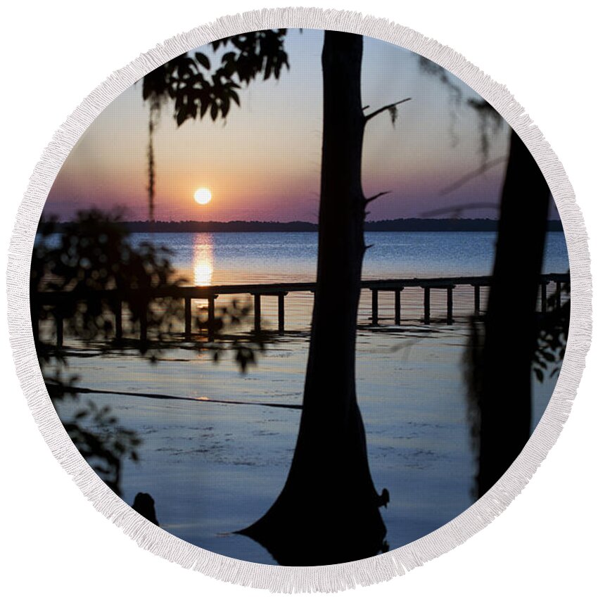Riverside Round Beach Towel featuring the photograph Riverside Sunset by Anthony Baatz