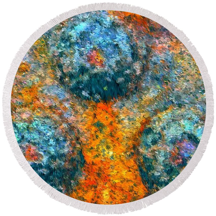 Riveted Round Beach Towel featuring the painting Riveted by Steven Richardson