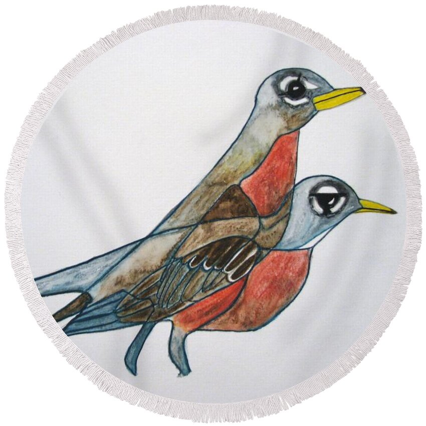  Round Beach Towel featuring the painting Robins Partner by Patricia Arroyo