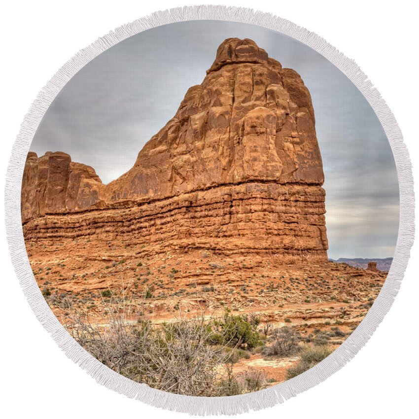 Landscape Round Beach Towel featuring the photograph Rock Formation by Brett Engle