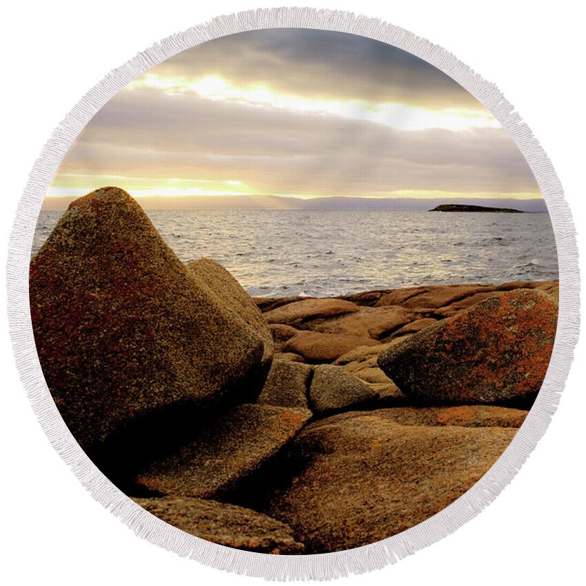 Rocks Round Beach Towel featuring the photograph Rock Life 3 by Anthony Davey
