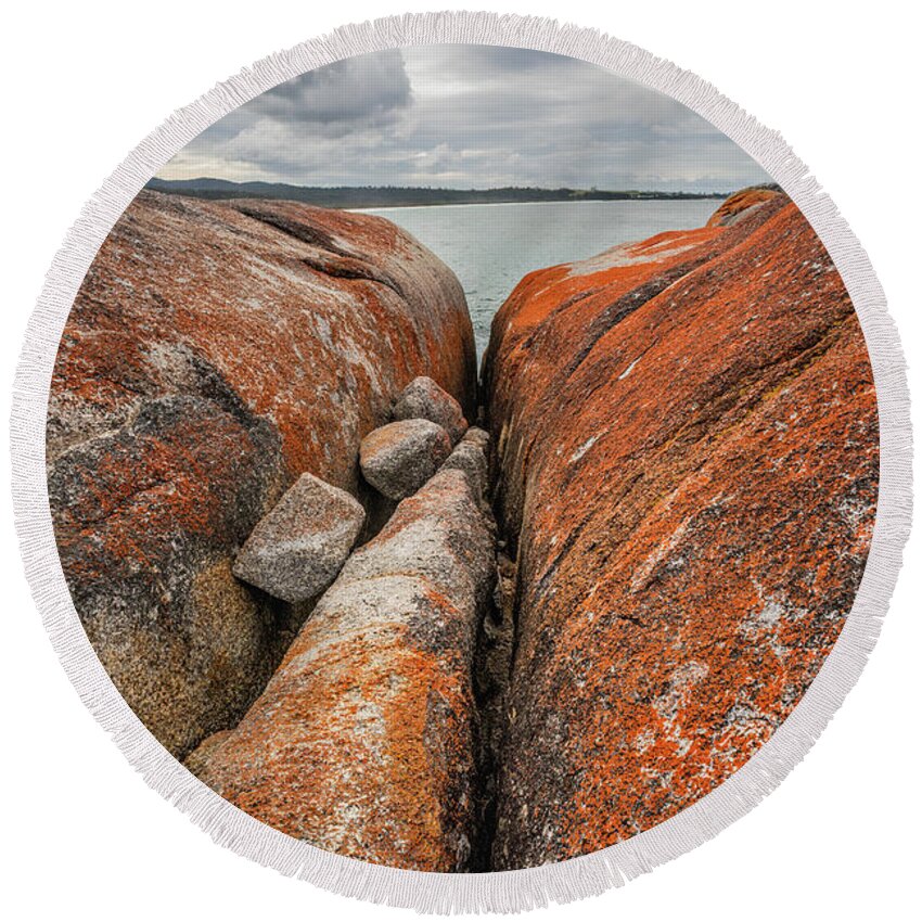Rocks Round Beach Towel featuring the photograph Rock Life - Bay of Fires - Tasmania by Anthony Davey