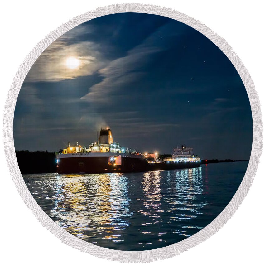 Roger Blough Round Beach Towel featuring the photograph Roger Blough In The Moonlight 9296 by Norris Seward