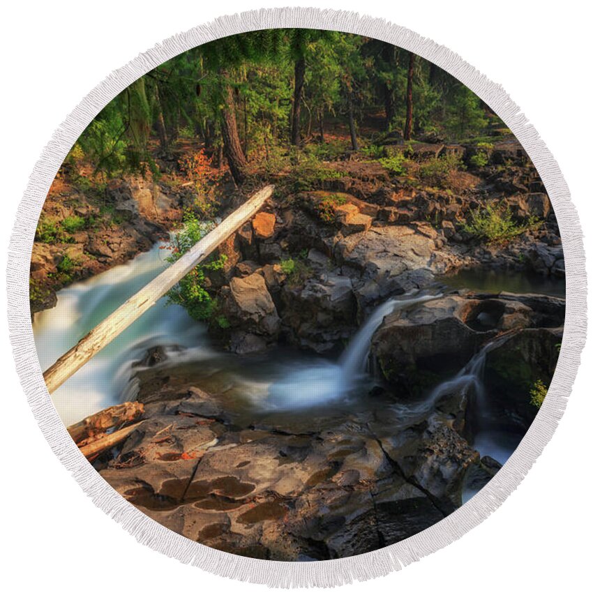 Water Round Beach Towel featuring the photograph Rogue River by Cat Connor