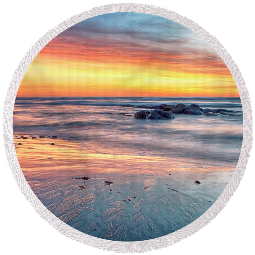 Beach Round Beach Towel featuring the photograph Rolling Tides by Nicole Swanger