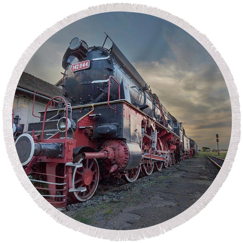 Romania Round Beach Towel featuring the photograph No More Steam by Rick Deacon