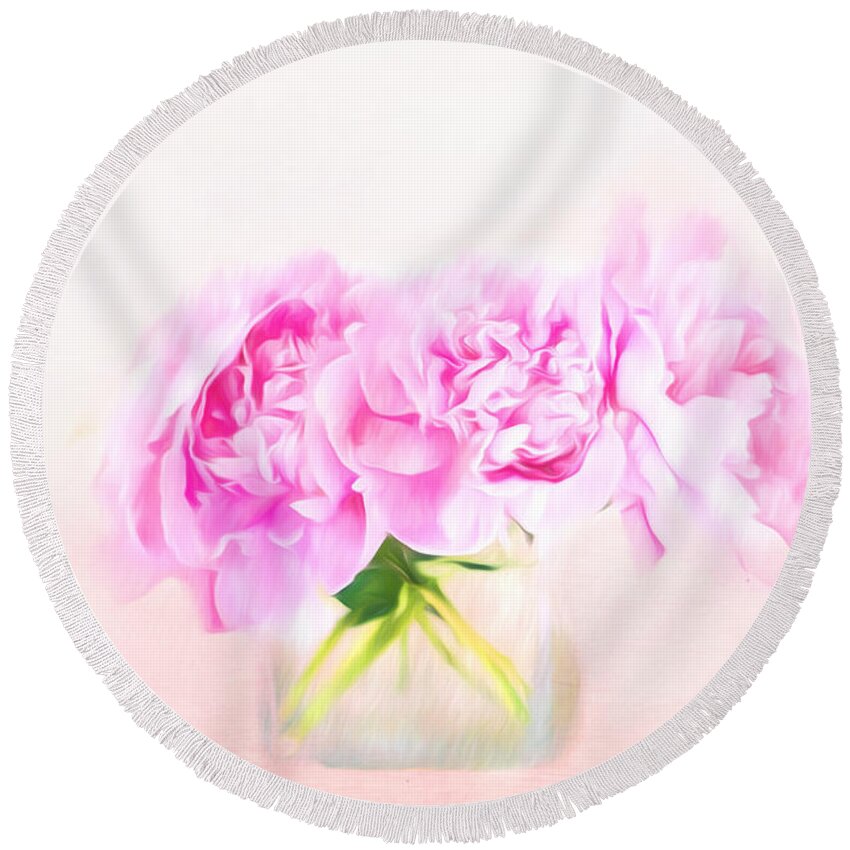 Peony Round Beach Towel featuring the photograph Romantic Gesture by Andrea Kollo
