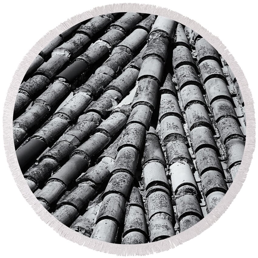 Roof Round Beach Towel featuring the photograph Roof Tiles by Jeff Townsend