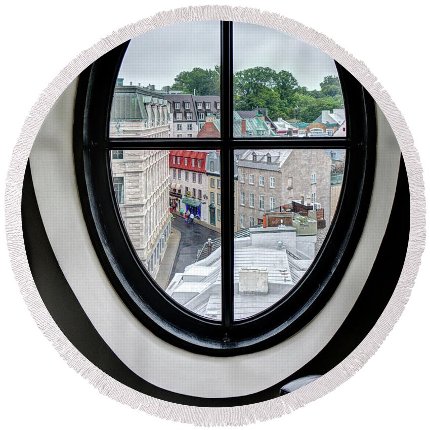 Quebec City Round Beach Towel featuring the photograph Room with a View by David Thompsen