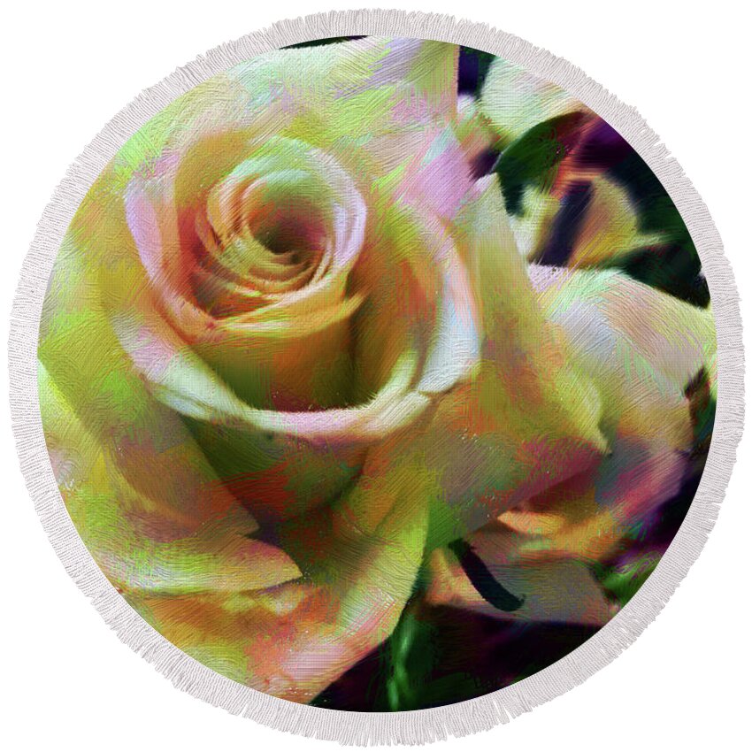 Roses Round Beach Towel featuring the digital art Rose Art 2 by Karen Nicholson
