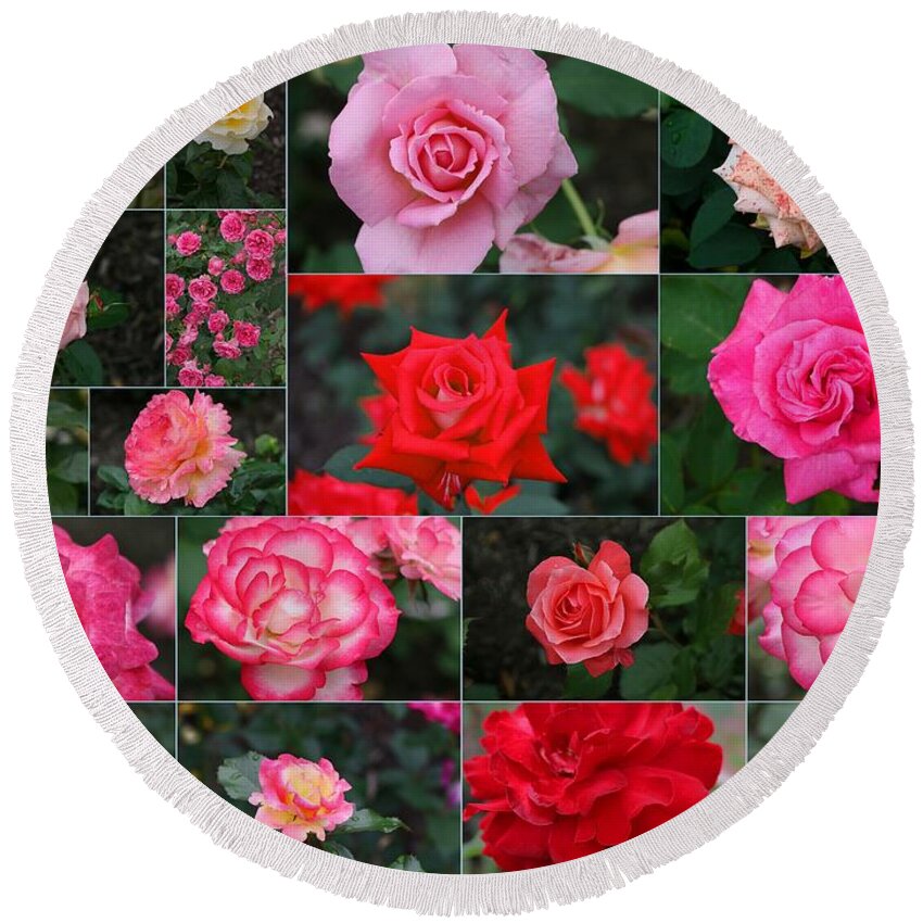 Rose Collage Round Beach Towel featuring the photograph Rose Collage 3 by Allen Beatty