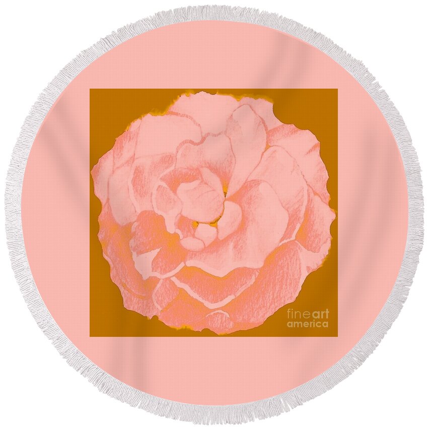 Pink Rose Round Beach Towel featuring the digital art Rose In Soft Pink by Helena Tiainen