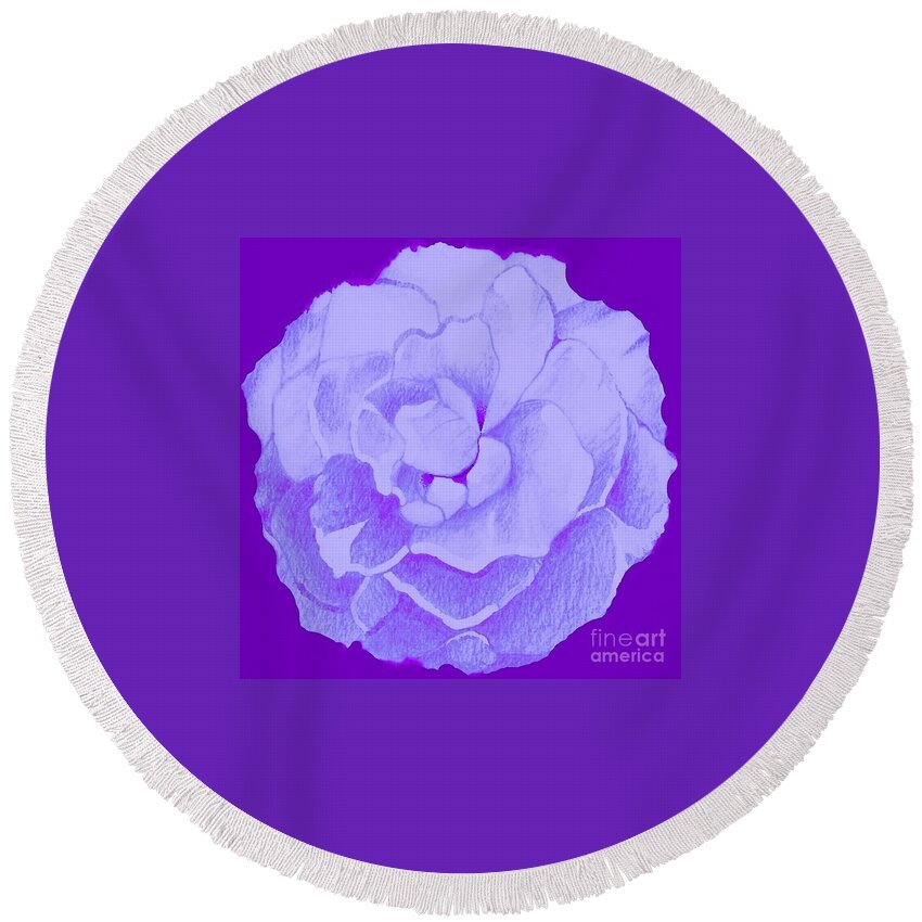 Rose Round Beach Towel featuring the digital art Rose On Purple by Helena Tiainen