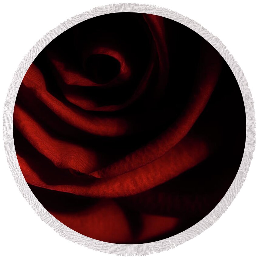 Rose Round Beach Towel featuring the photograph Rose Series 3 Red by Mike Eingle