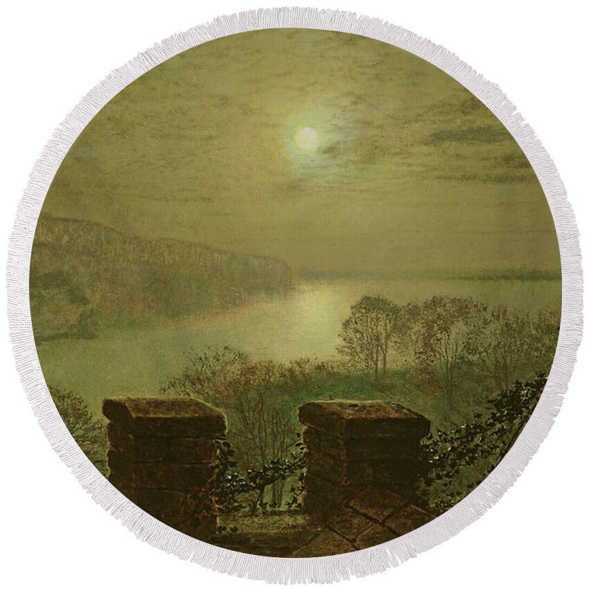 Eerie Round Beach Towel featuring the painting Roundhay Park From the Castle by John Atkinson Grimshaw