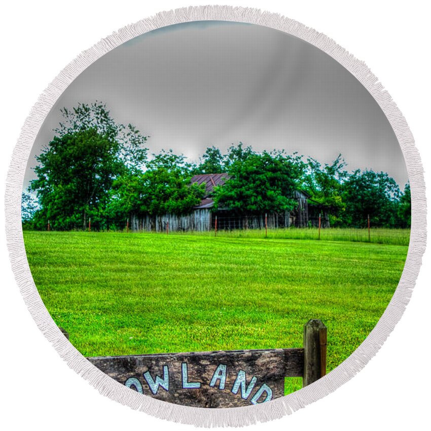 Morgan County Round Beach Towel featuring the photograph Rowland Century Farm by Al Griffin