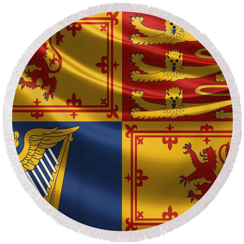 'royal Collection' By Serge Averbukh Round Beach Towel featuring the digital art Royal Standard of the United Kingdom in Scotland by Serge Averbukh