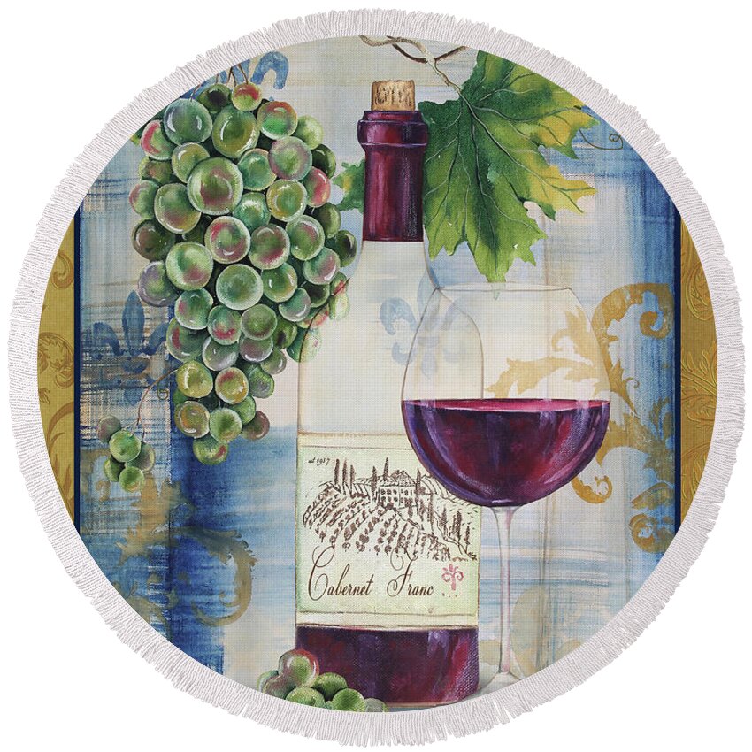 Wine Round Beach Towel featuring the painting Royal Wine-D by Jean Plout